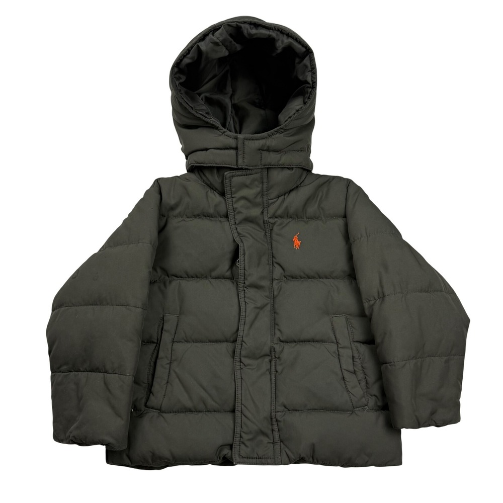 Polo Ralph Lauren Toddler Boys Olive Down Puffer Jacket 24M Detachable Hood